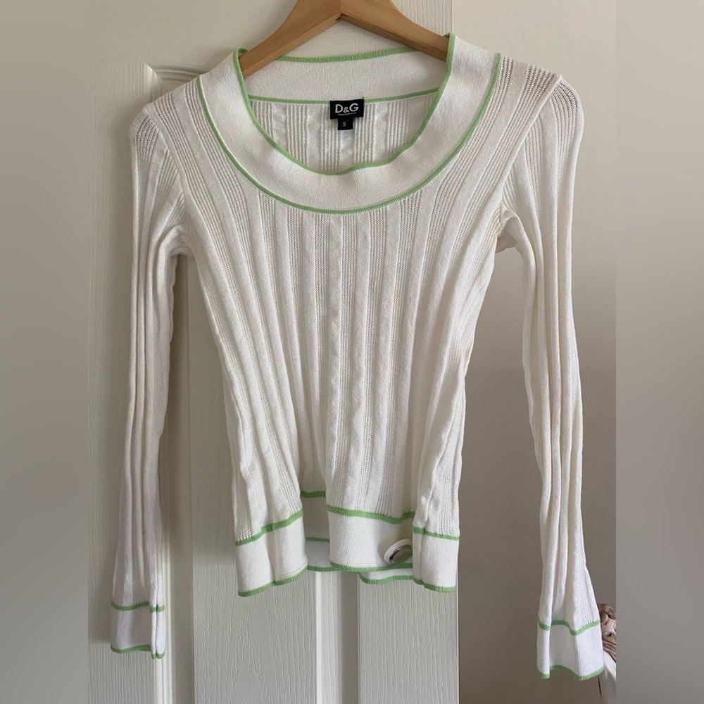 DOLCE & GABBANA D&G White Ribbed Knit Top